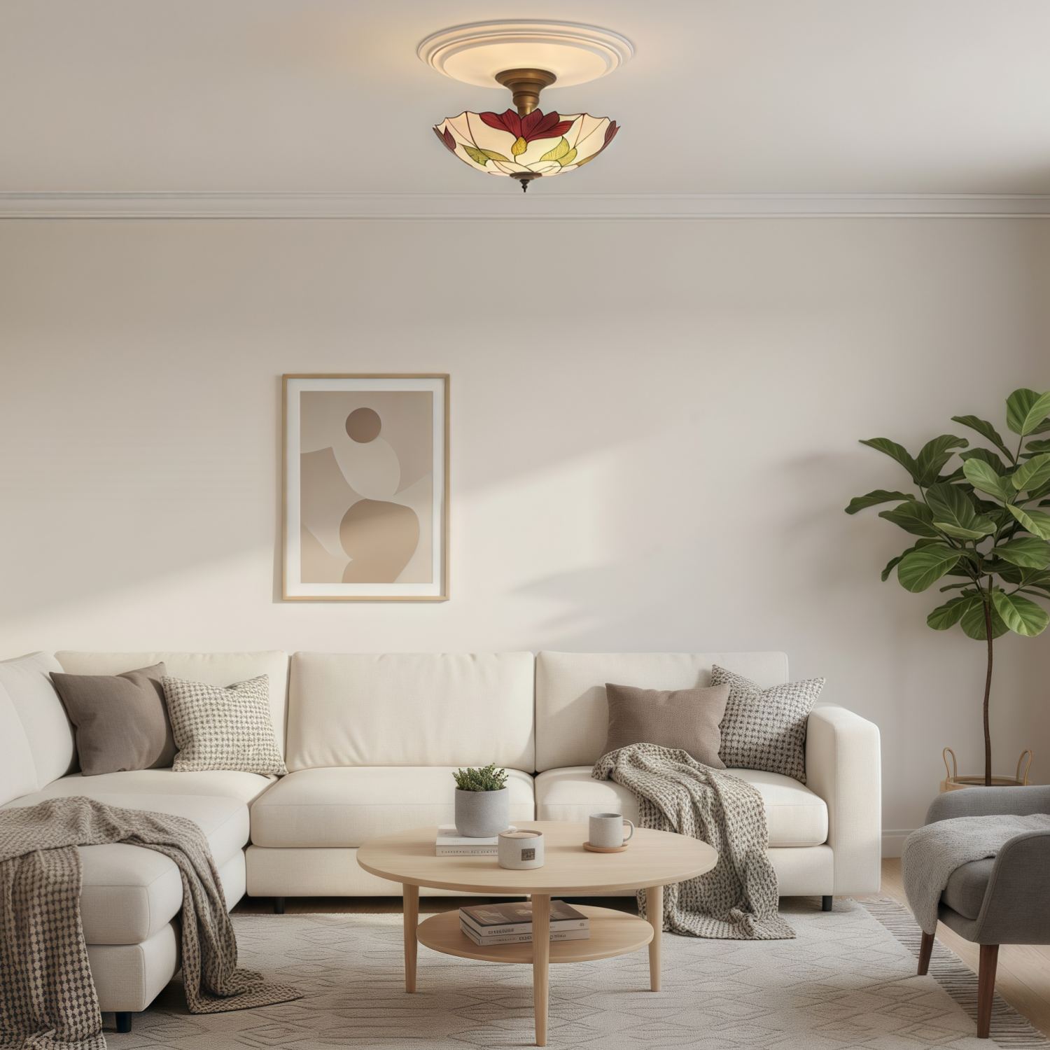 TF Botanica Floral Glass Ceiling & Pendant Lighting - Art Glass Style Fixture for Rooms