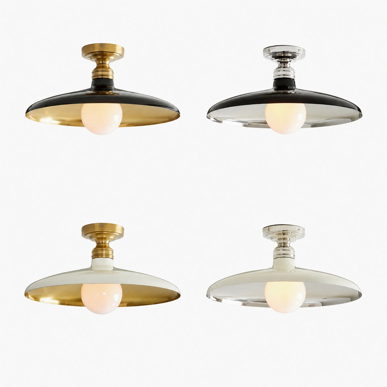 Forvara Farmhouse Metal Flush Mount Light - Black or White Ceiling Lamp