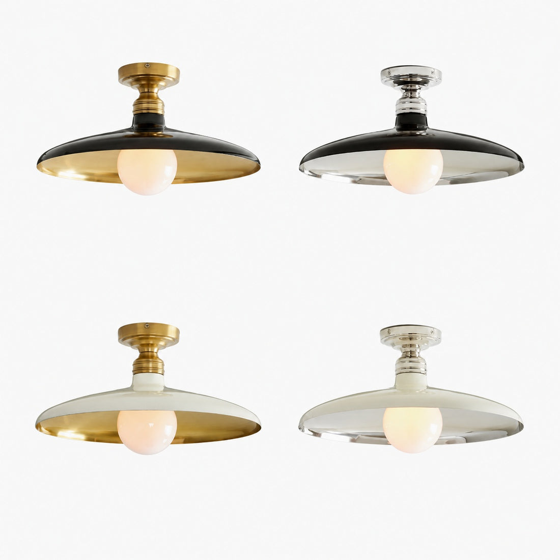 Forvara Farmhouse Metal Flush Mount Light - Black or White Ceiling Lamp