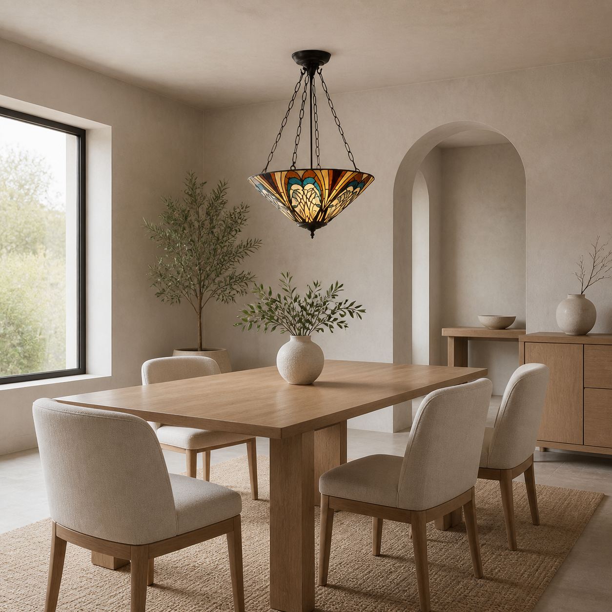 TF Hector Ceiling Light – Handcrafted Stained Glass Design Semi‑Flush or Pendant Fixture for Home