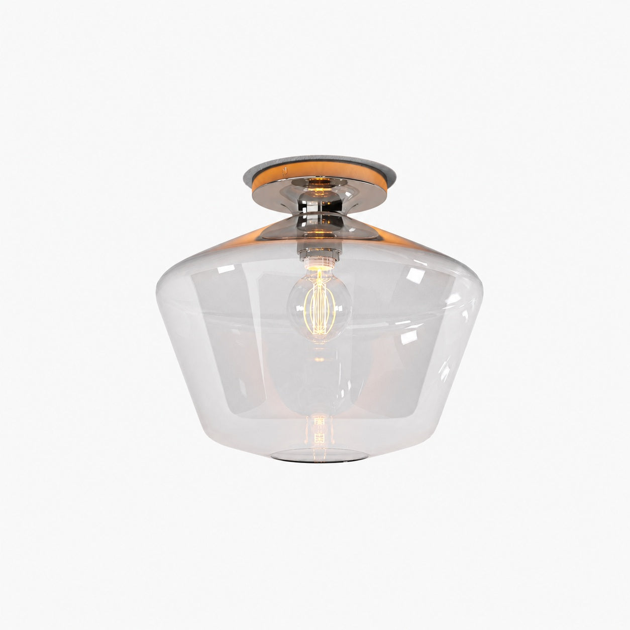 Merin Minimalist Sleek Geometric Glass Flushmount Light