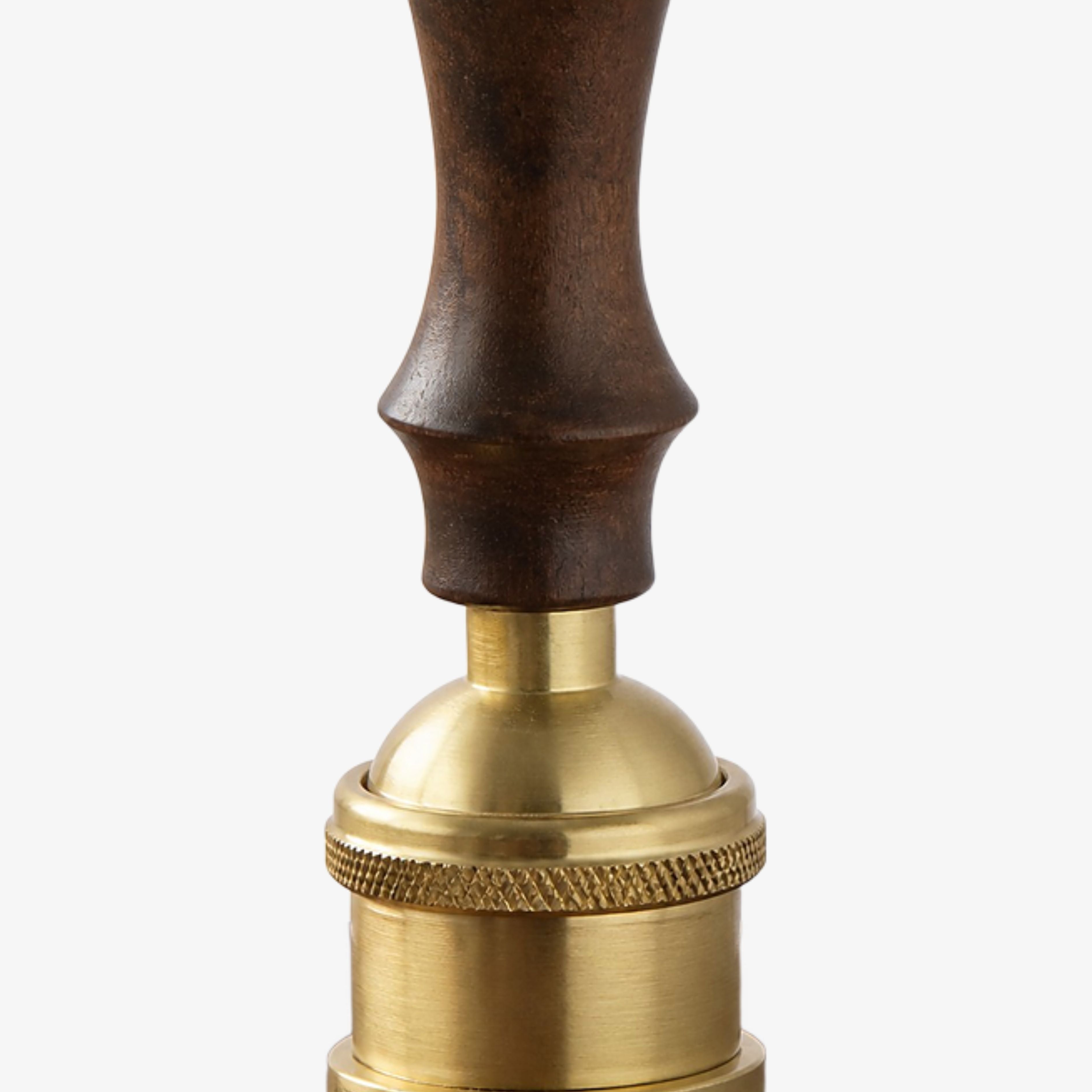 Wood and antique brass socket craftsmanship detail