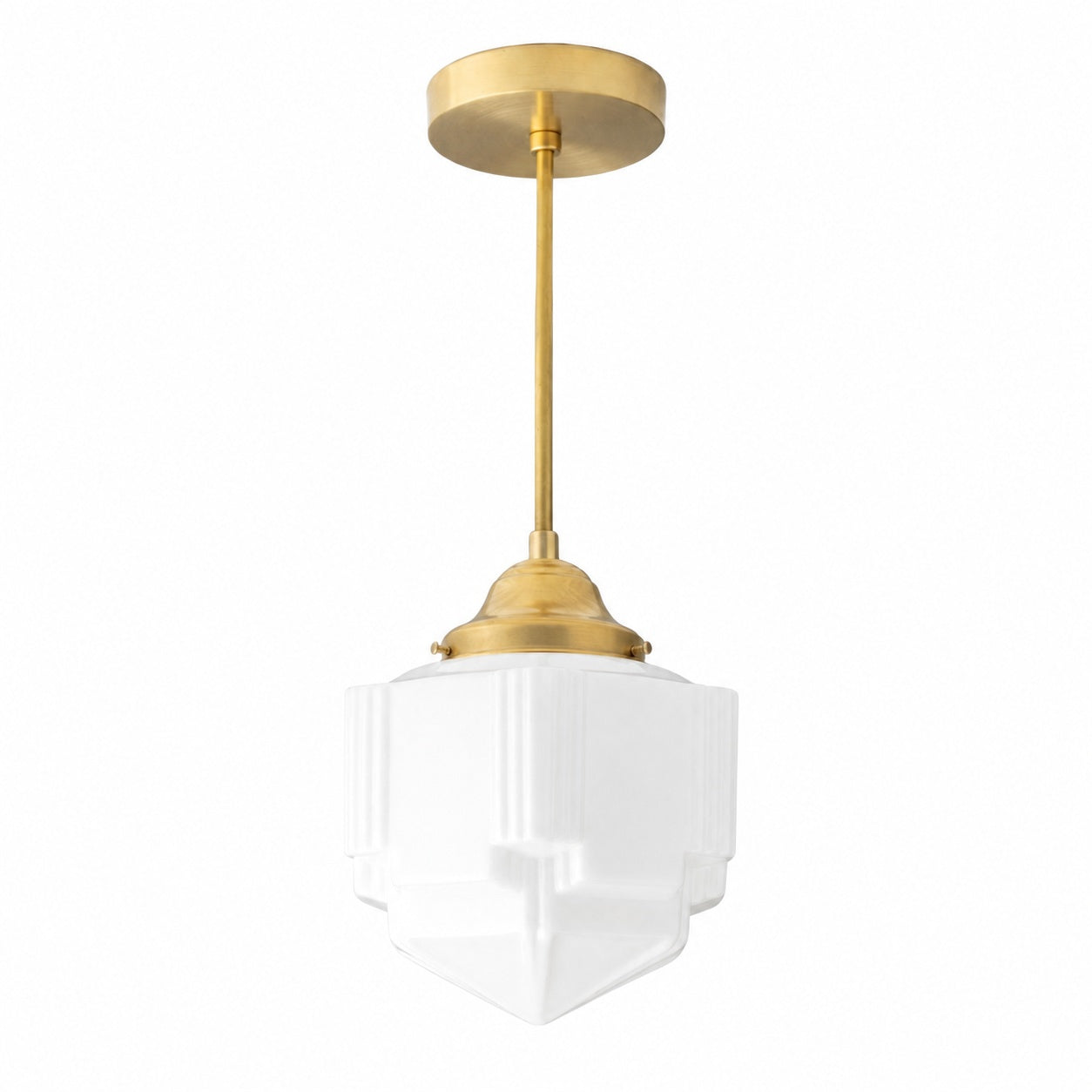 Geotower Glass Modern Pendant Light - Skyscraper Design - Brass or Black or Nickel Finish
