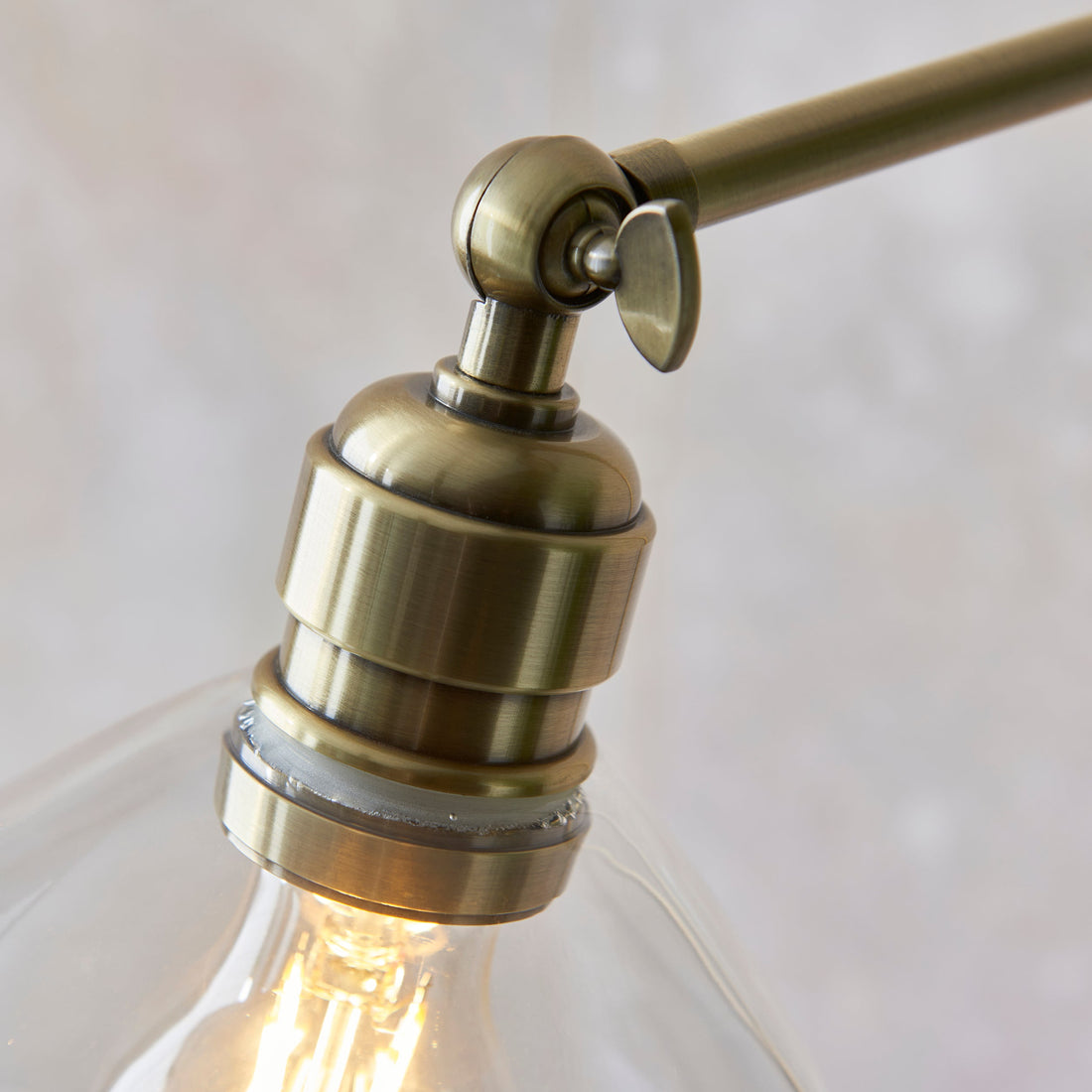 Clarione Art Deco Floor Lamp with Clear Glass Shade and Metal Base