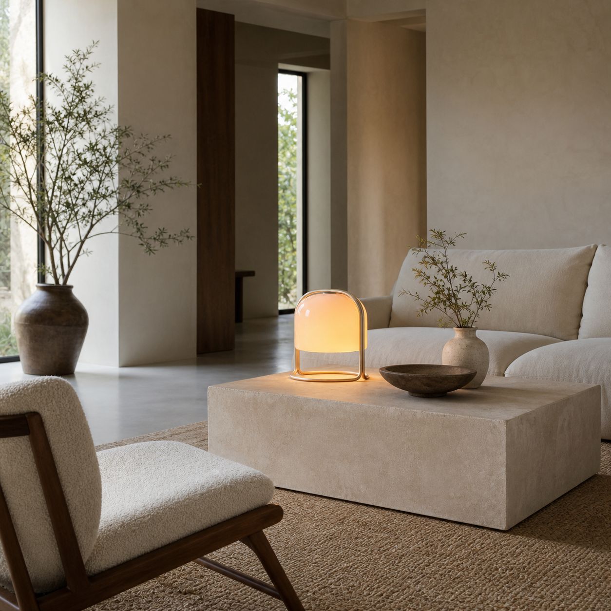 Nera Table Lamp – Elegant Curved Glass Shade – Metal Frame Style for Living Room or Bedroom