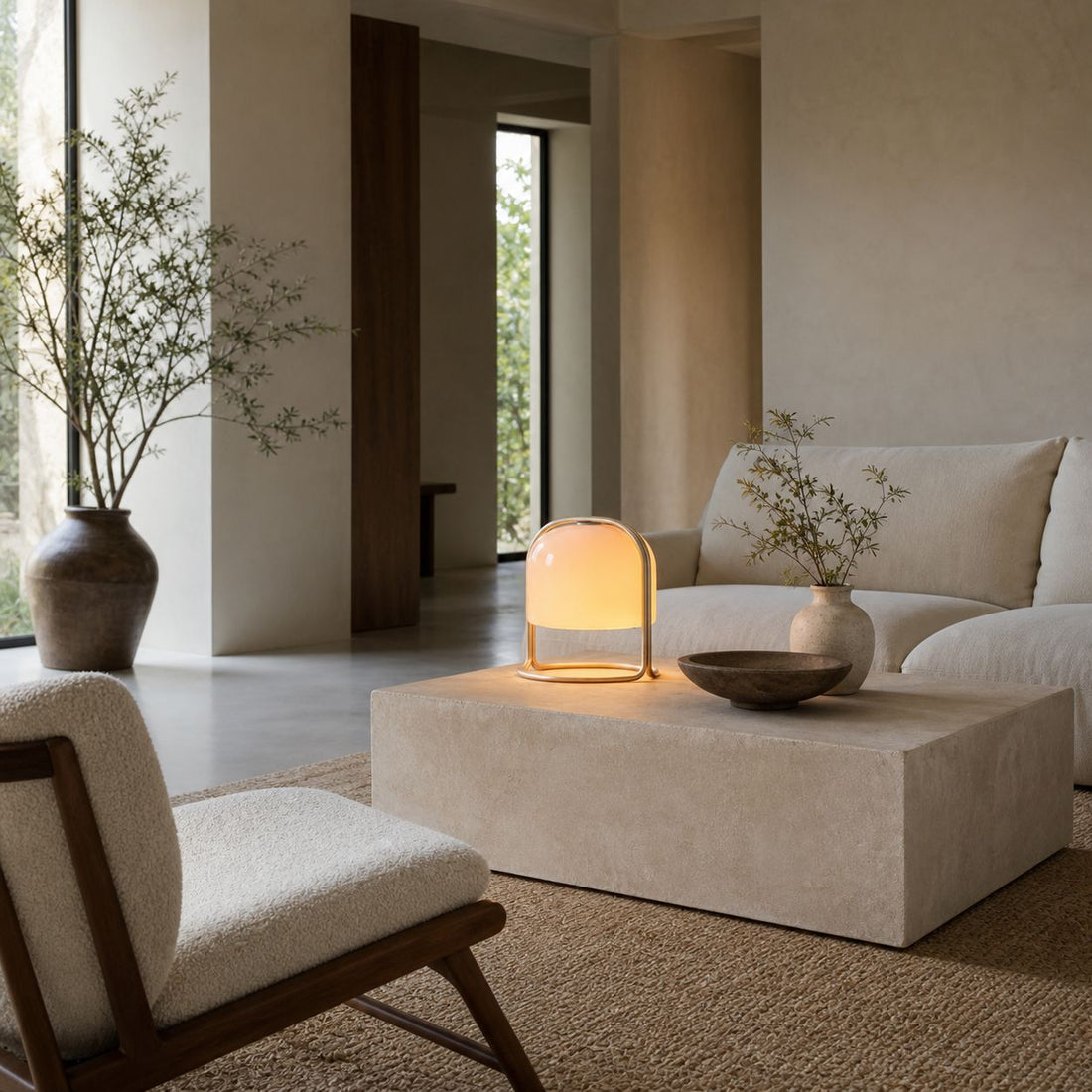 Nera Table Lamp – Elegant Curved Glass Shade – Metal Frame Style for Living Room or Bedroom