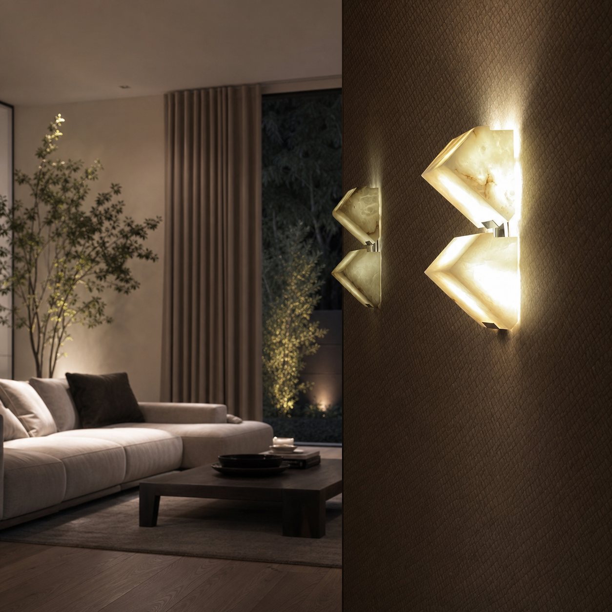 Modern Alabaster Wall Lamp – Minimalist Staircase Sconce for Hallway Corridor Lighting