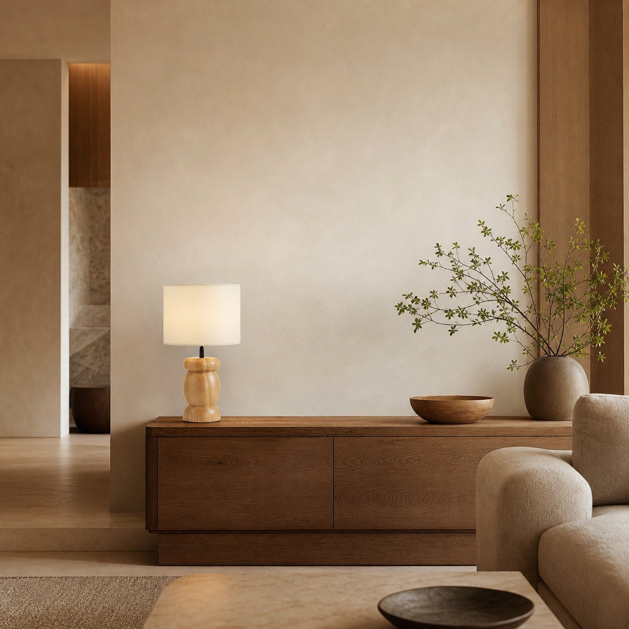 Pebble Wood Table Lamp