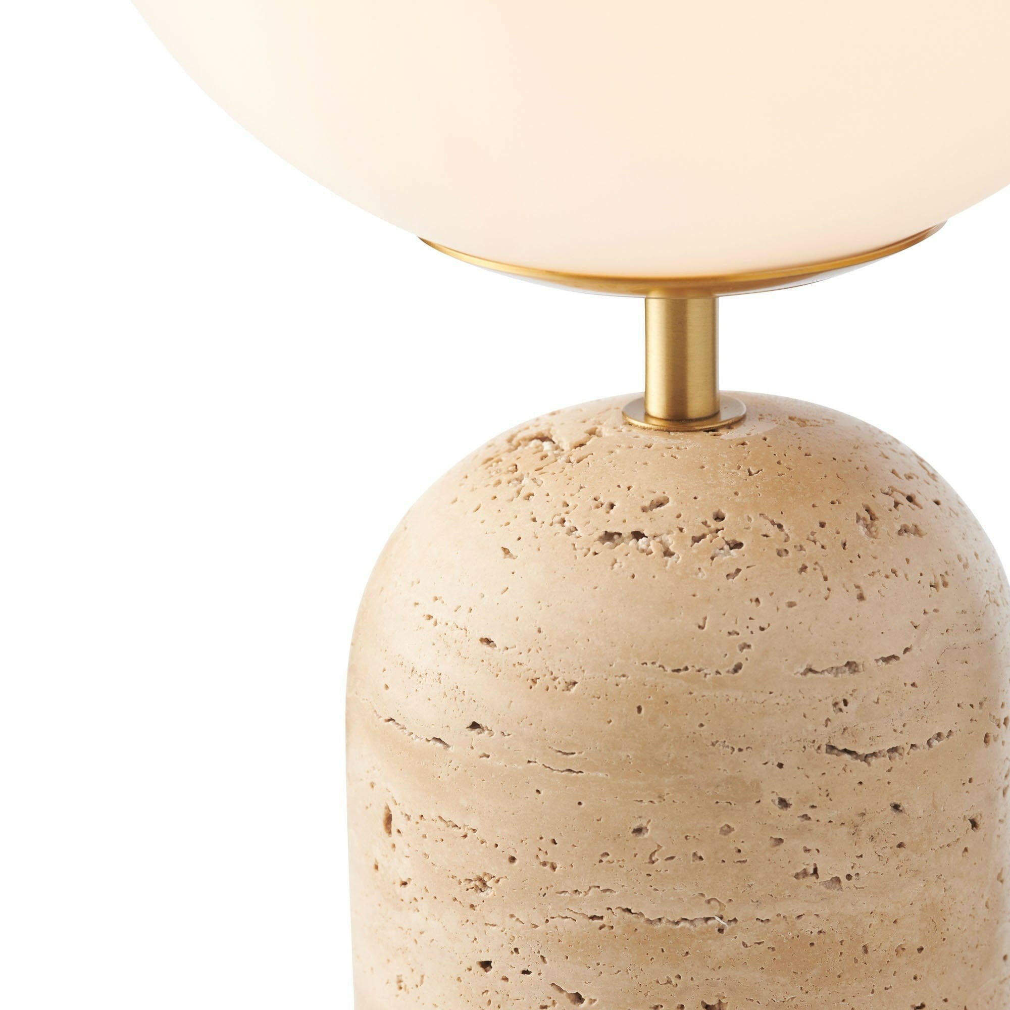 Modern Minimalist Travertine Base Glass Orb Table Lamp