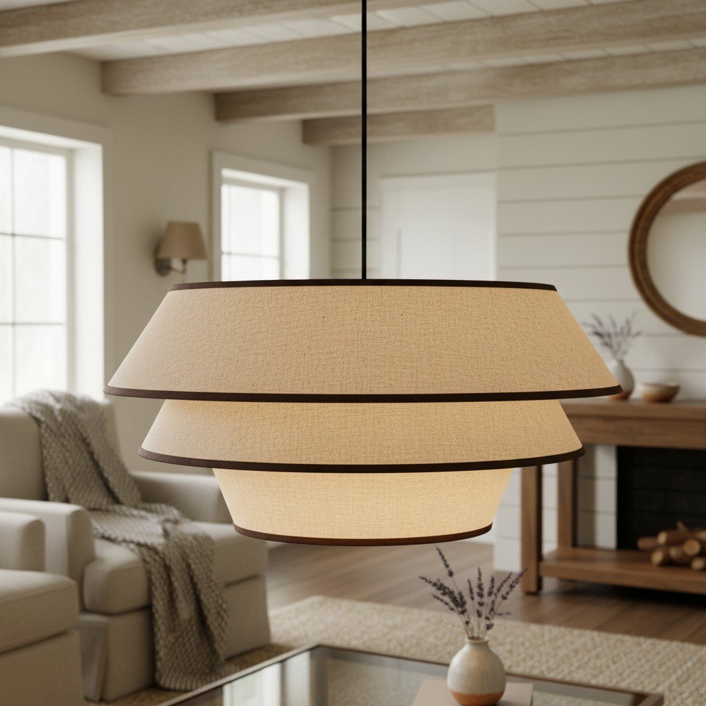 Tarivon Steel Frame Pendant with Fabric Shade – Modern Hanging Lamp for Dining Rooms