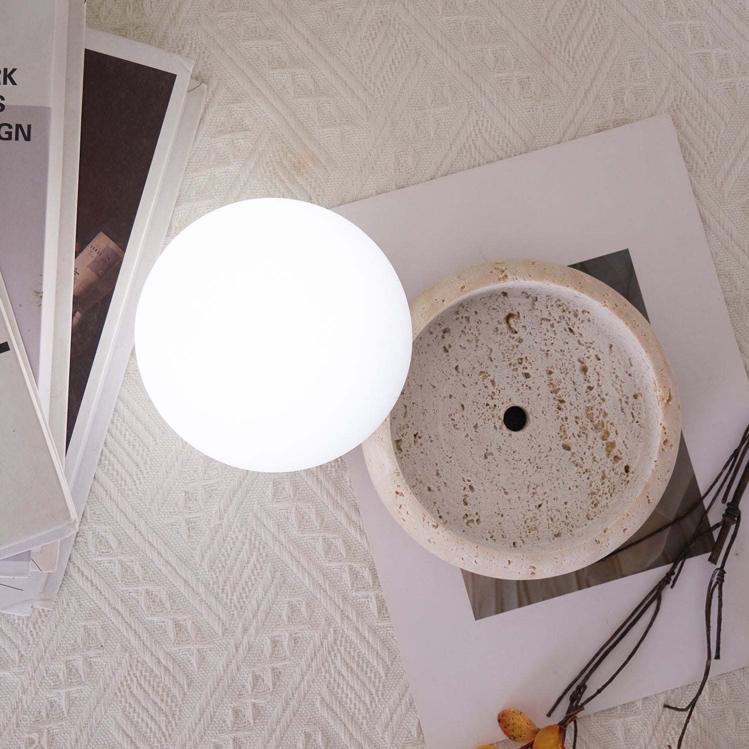 Modern Travertine Cute Mini Orb Table Lamp