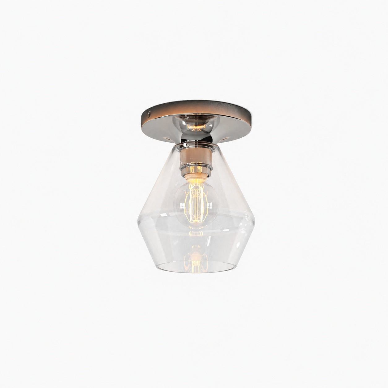 Merin Minimalist Sleek Geometric Glass Flushmount Light