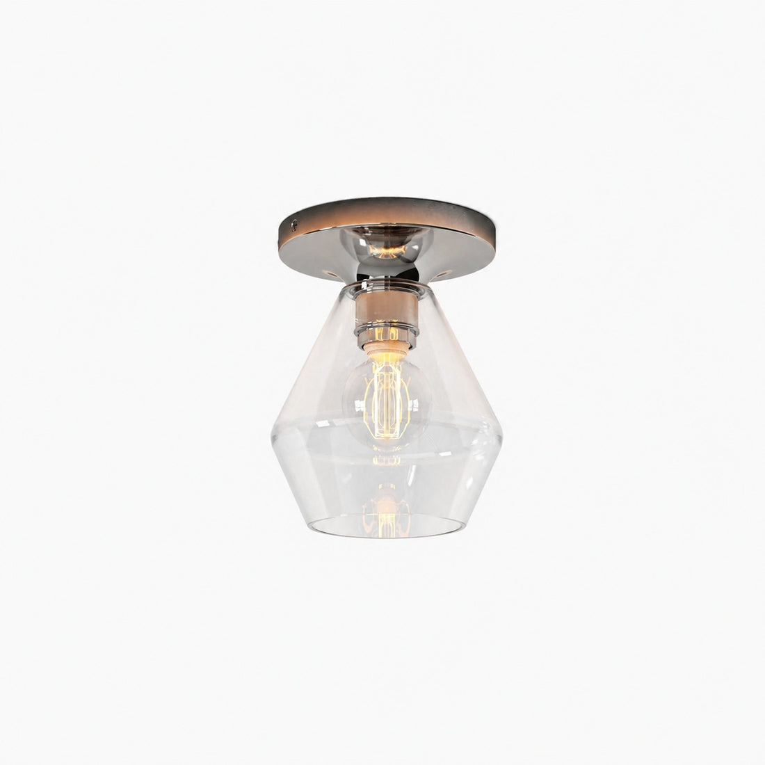 Merin Minimalist Sleek Geometric Glass Flushmount Light