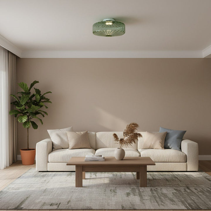 Ripplara Water Ripple Glass Ceiling Lamp with Vintage Style - Flush Mount Design for Bedroom