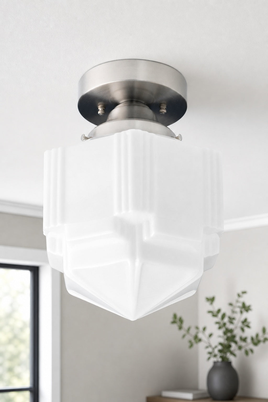 Geotower Glass Art Deco Ceiling Light - Glass Fixture - Elegant Home Lighting