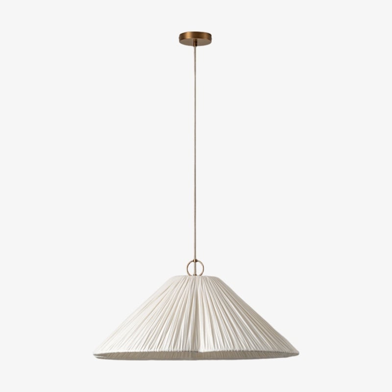 Blossine Linen Scalloped Pendant Light - Layered Shade and Metal Canopy Rustic to Modern
