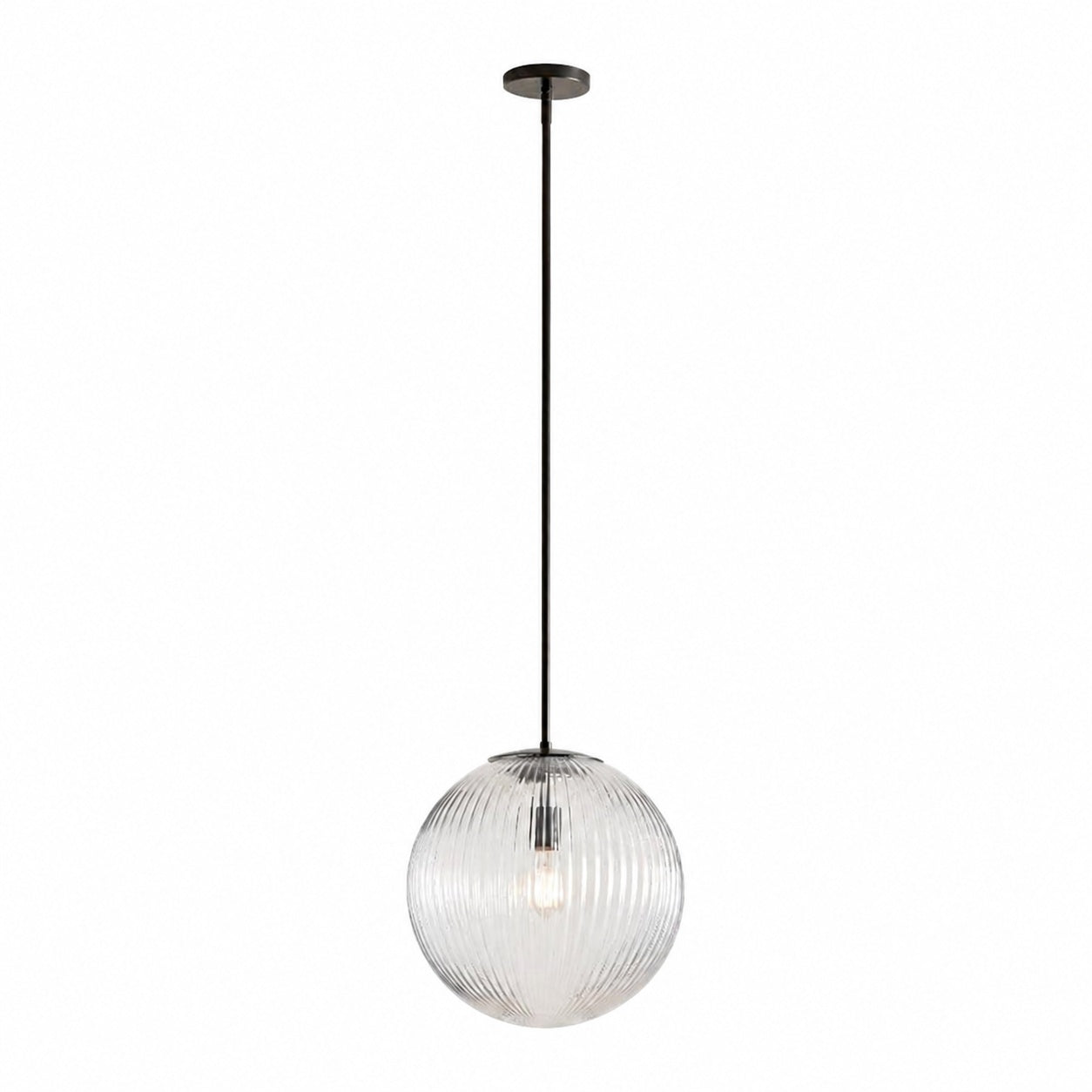 Alain Farmhouse Cooper Ribbed Glass Pendant Light