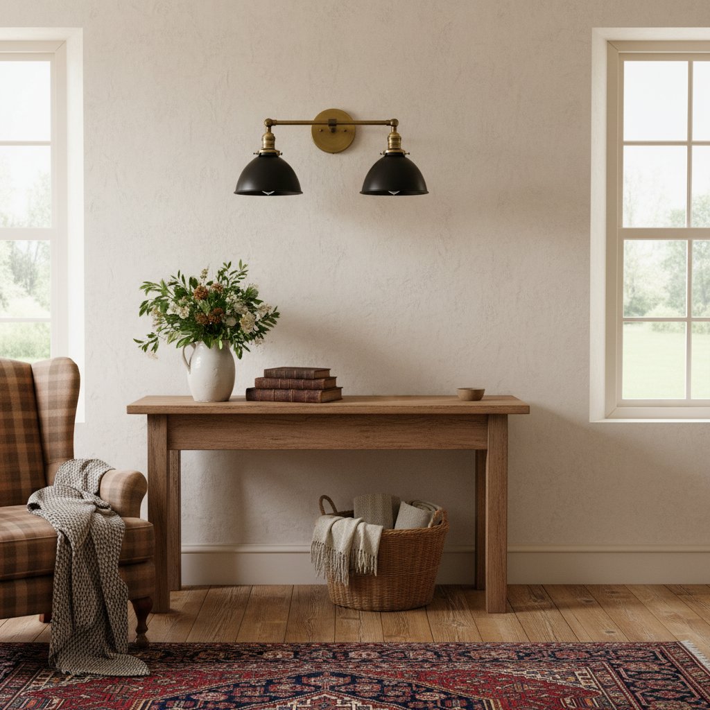 Conique Metal Dual Head Wall Fixture with Classic Shades – Industrial Vanity Lamp