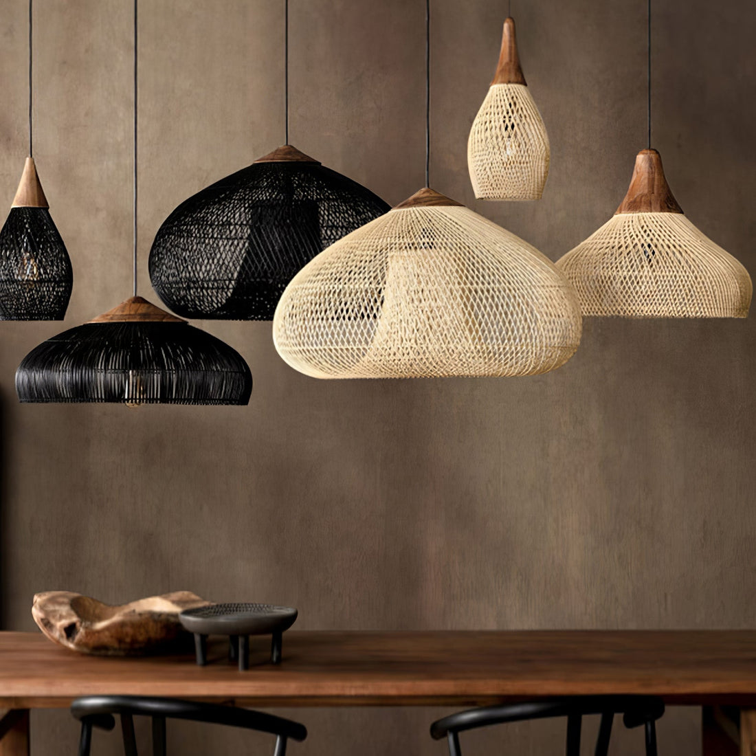 Harp Braided Rattan Pendant Lamp