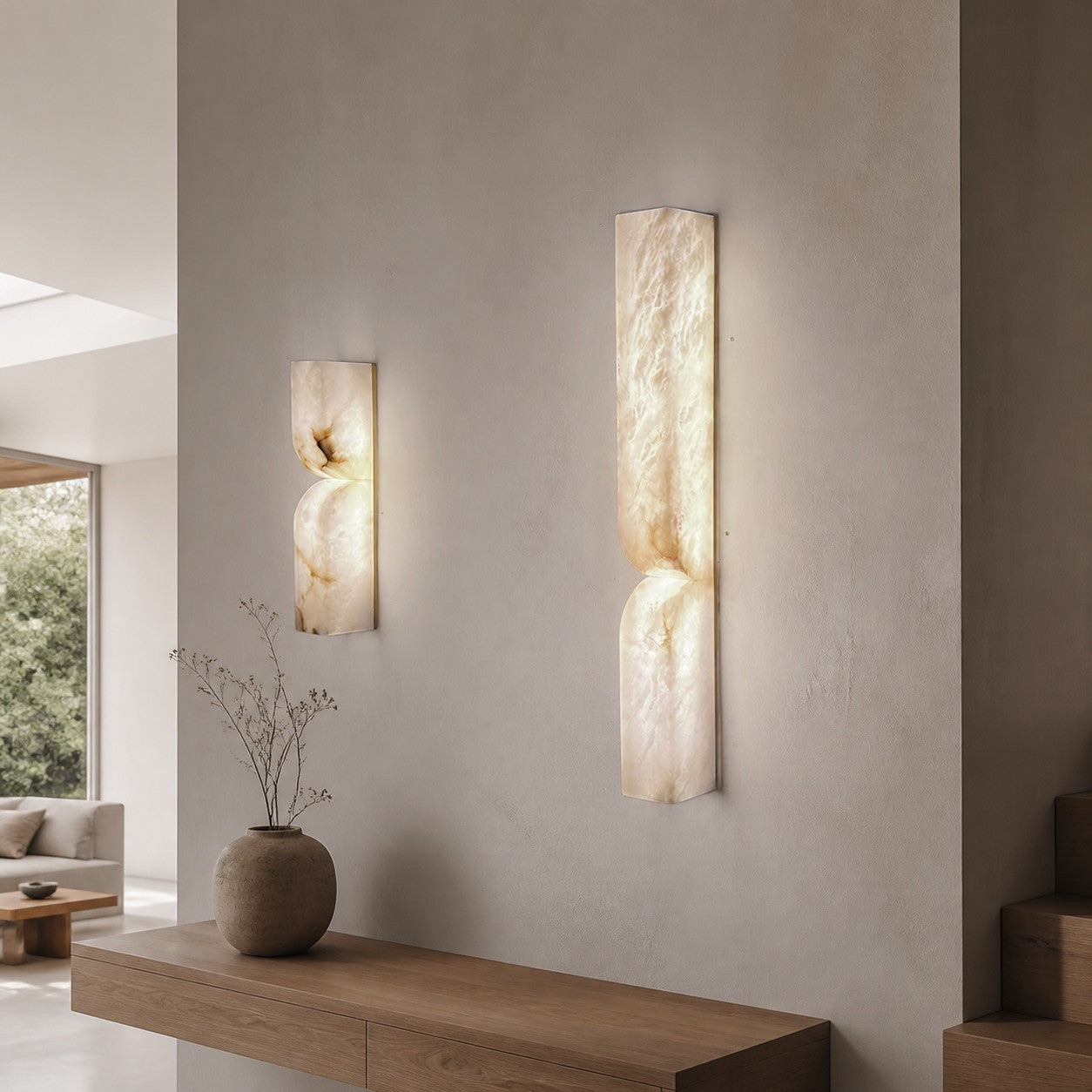 Modern Rectangular Alabaster Wall Lamp – Minimalist Sconce for Bedroom Hallway Living Room