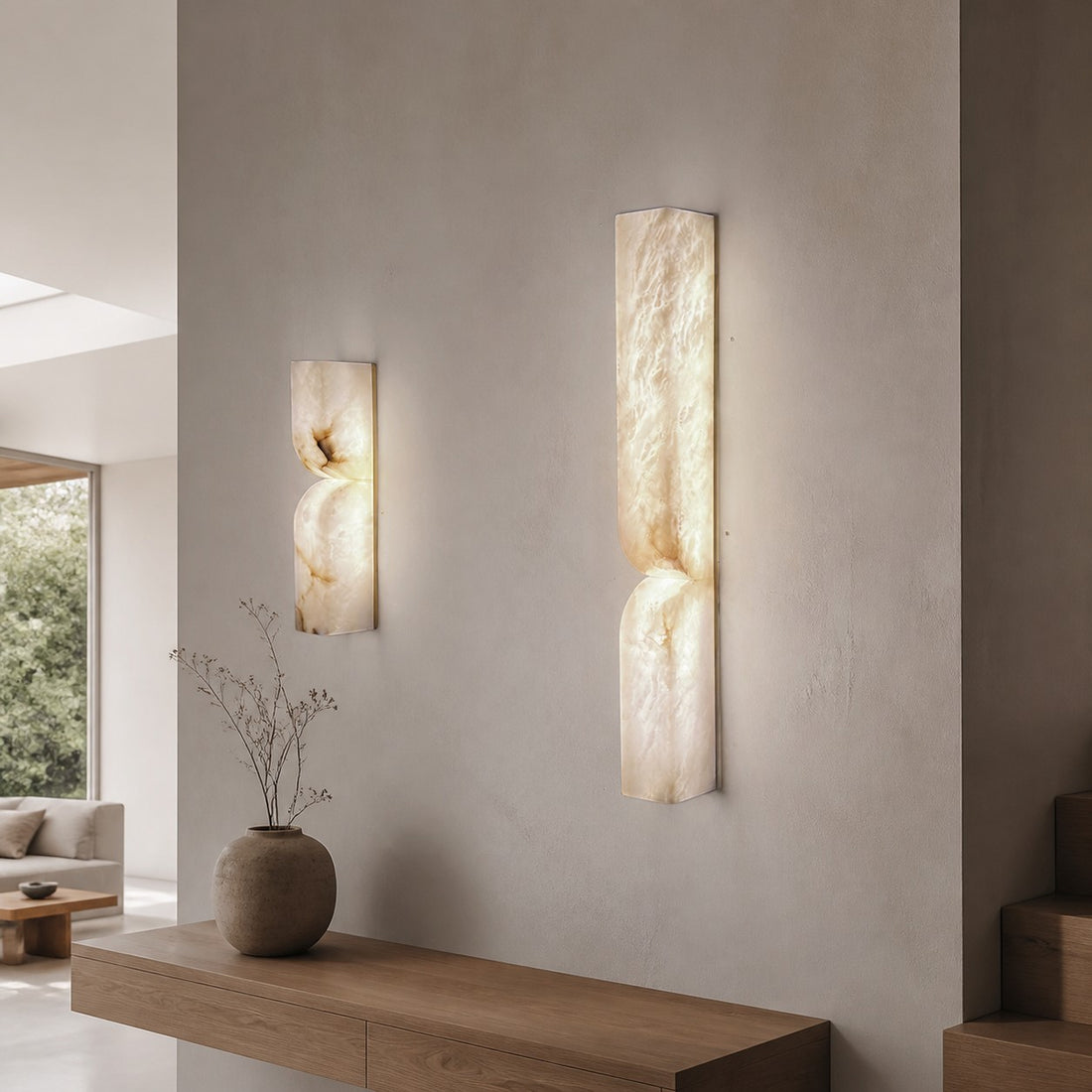 Modern Rectangular Alabaster Wall Lamp – Minimalist Sconce for Bedroom Hallway Living Room