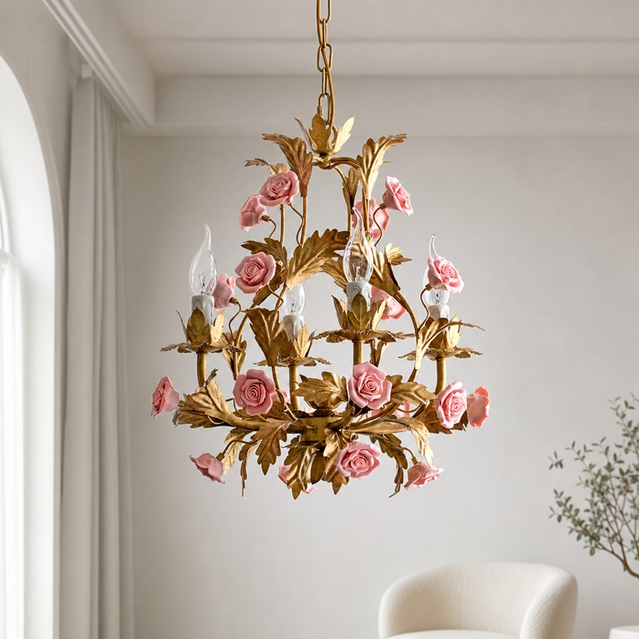 Ceramic Rose Chandelier