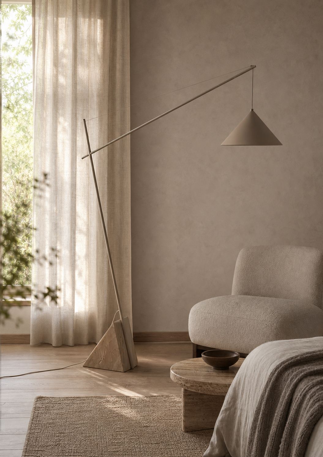 Grande Travertine Floor Lamp