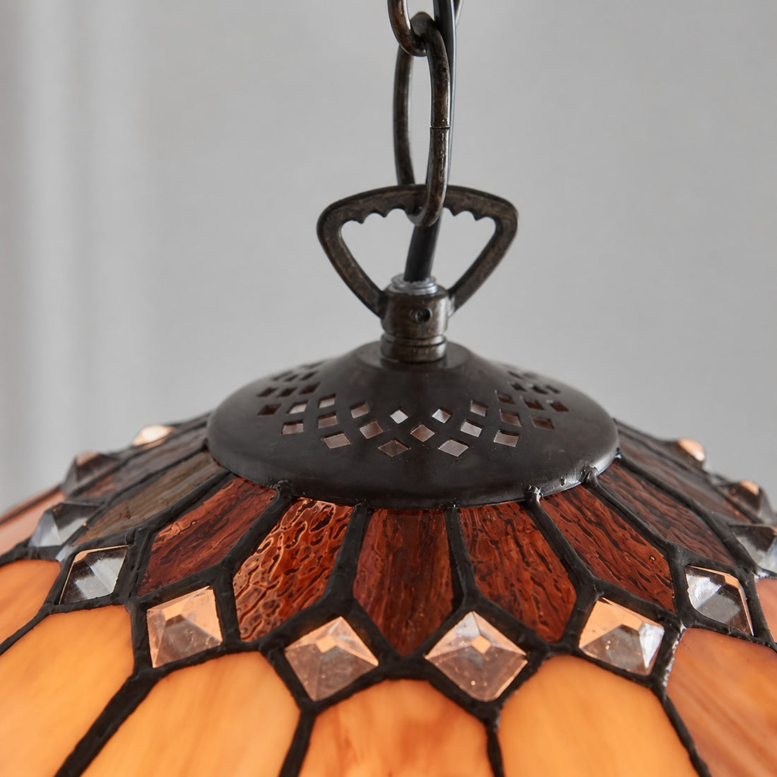TF Brooklyn Pendant Light – Pendant Light with Geometric Stained Glass Art Deco Style for Dining Rooms