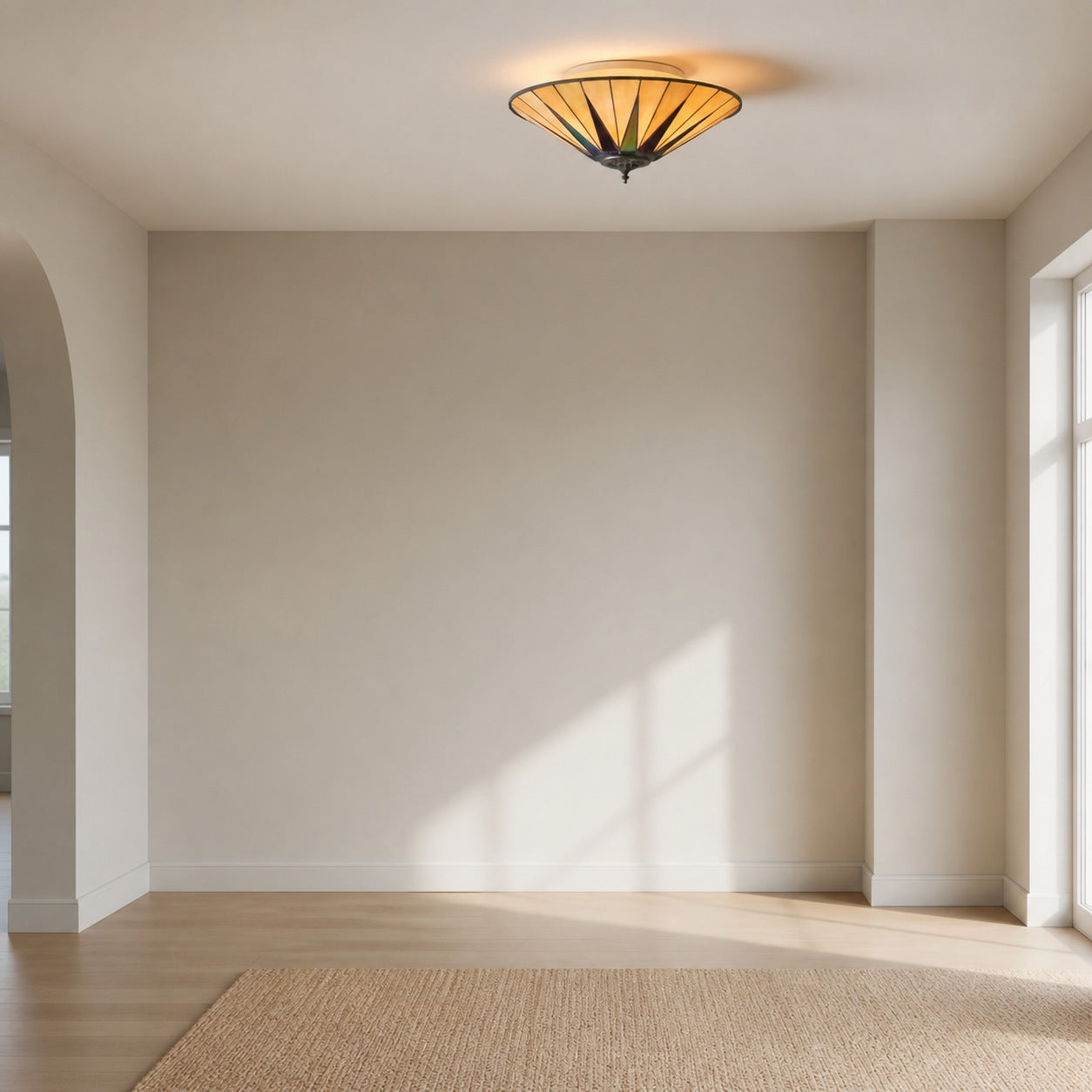 TF Dark Star Tiffany Ceiling Lamp – Stained Glass Star Design for Dining or Hall