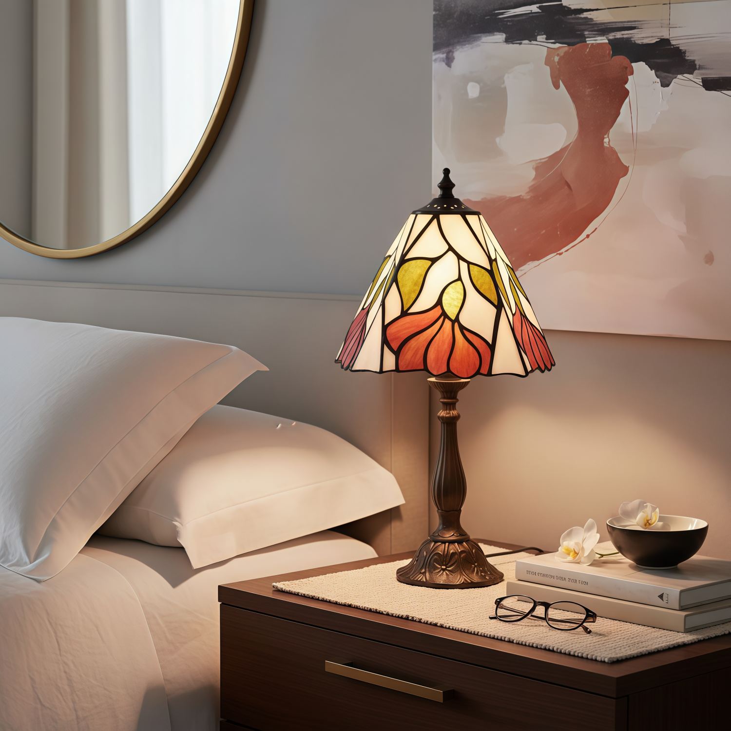 TF Botanica Decorative Table Lamp – Colourful Floral Glass Lamp for Cozy Interiors