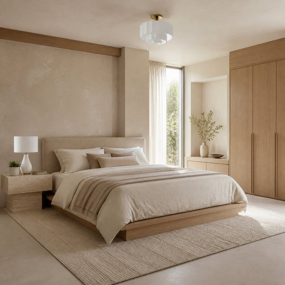 Vexrona Tiered Glass Shade Flush Mount – Contemporary Lighting for Bedrooms and Hallways