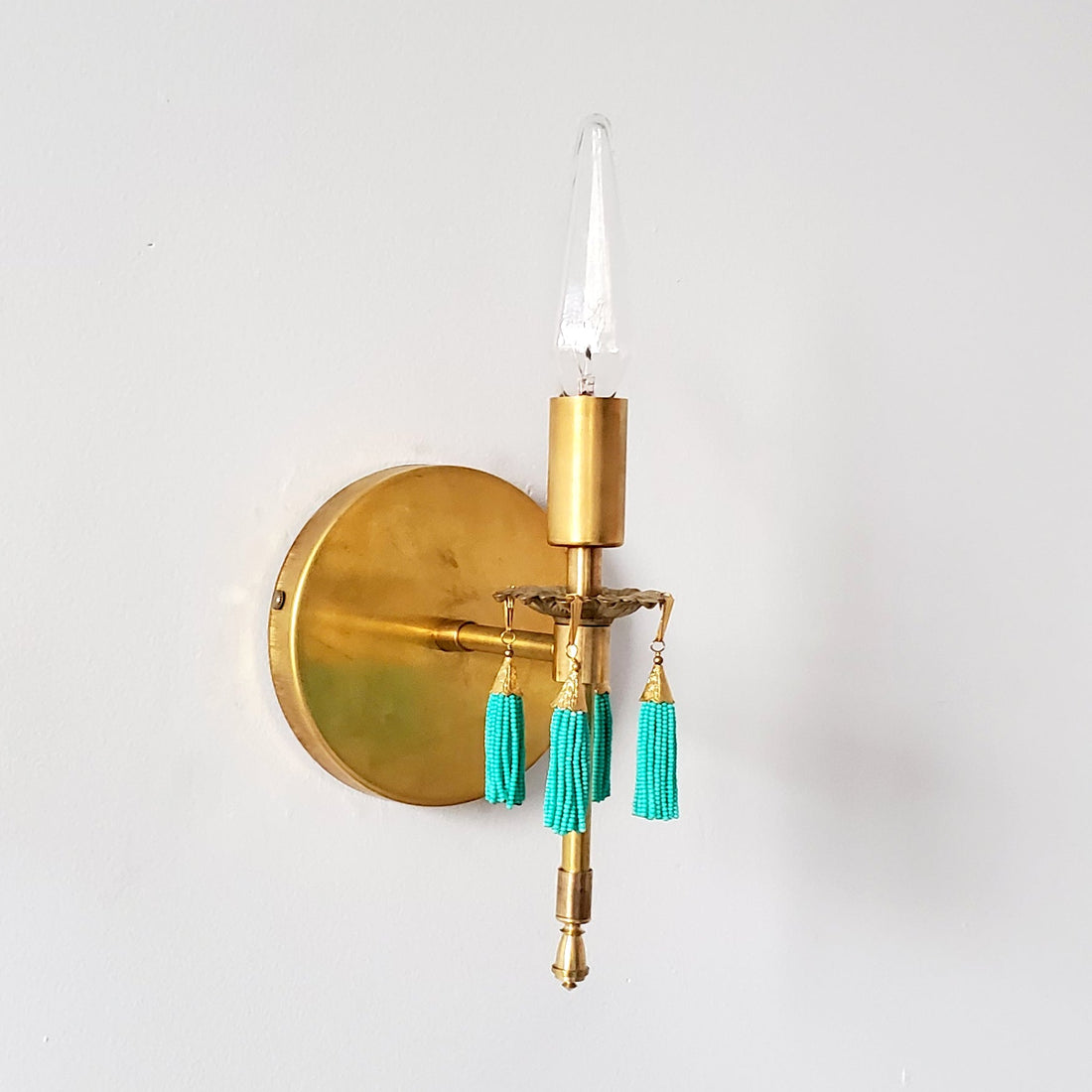 Romantic Victorian Brass Wall Sconce - Accent Light With Tassels