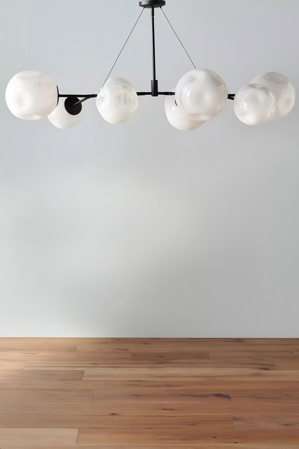 Pawrior Elegant Artistic Glass Spherical Metal Chandelier Perfect for Modern Interiors