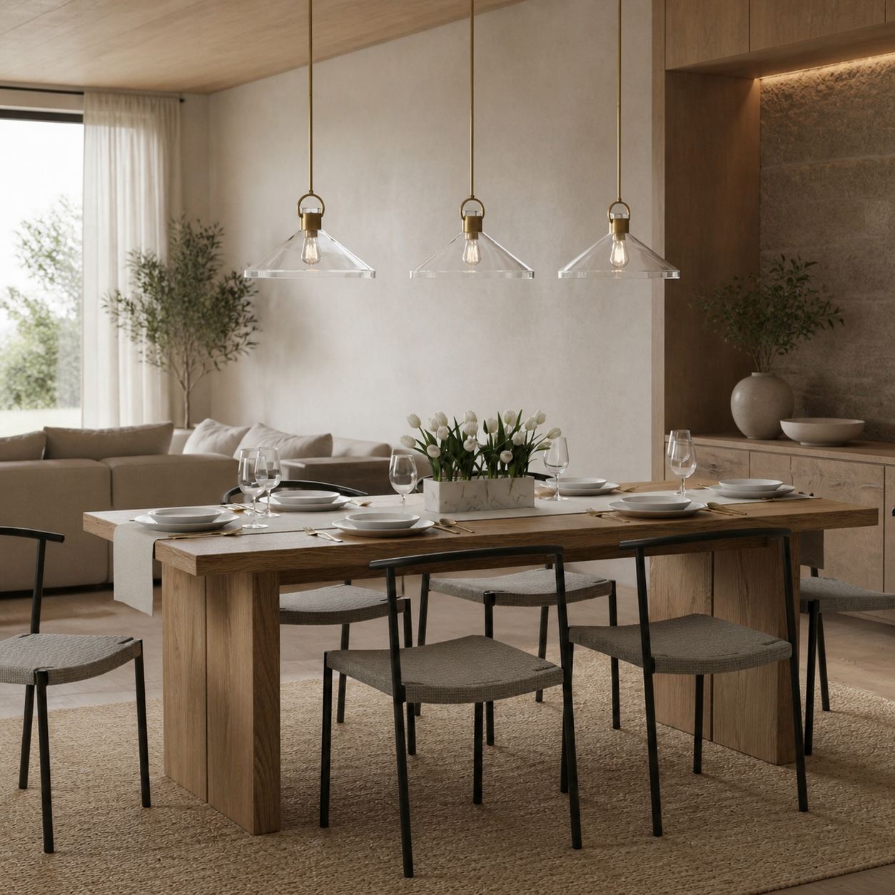Lirra Clear Glass Industrial Pendant Light - Perfect for Kitchen Island & Dining Room