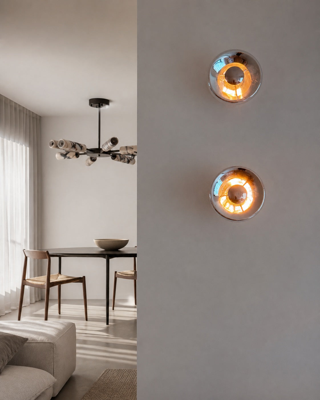 Ivoran Wall Sconce - Round Glass and Metal Modern Sconce for Modern Interiors