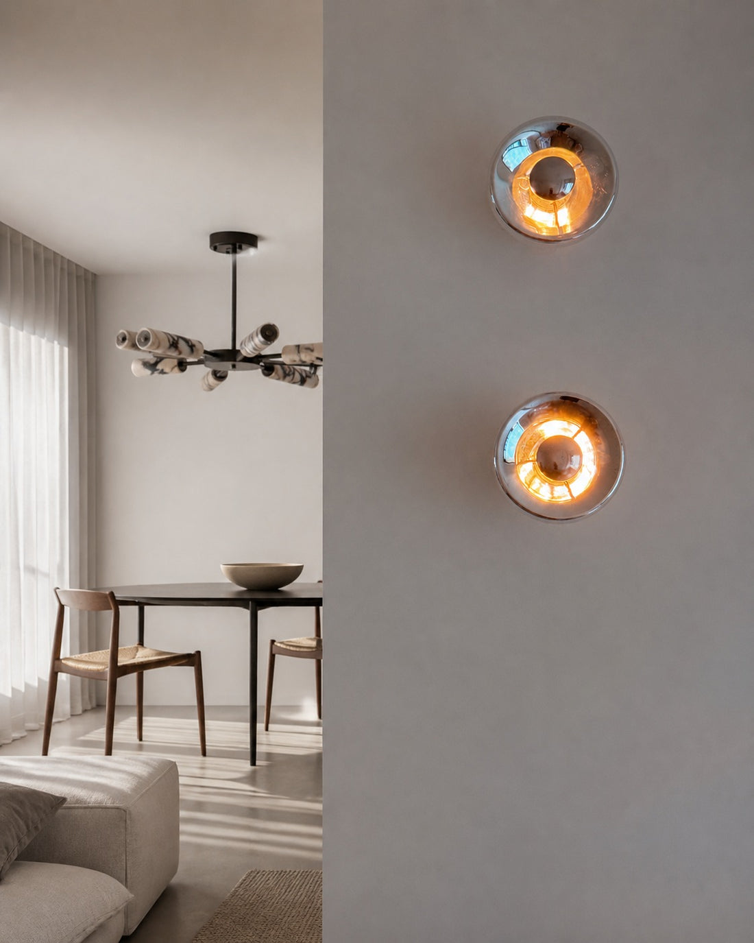 Ivoran Wall Sconce - Round Glass and Metal Modern Sconce for Modern Interiors