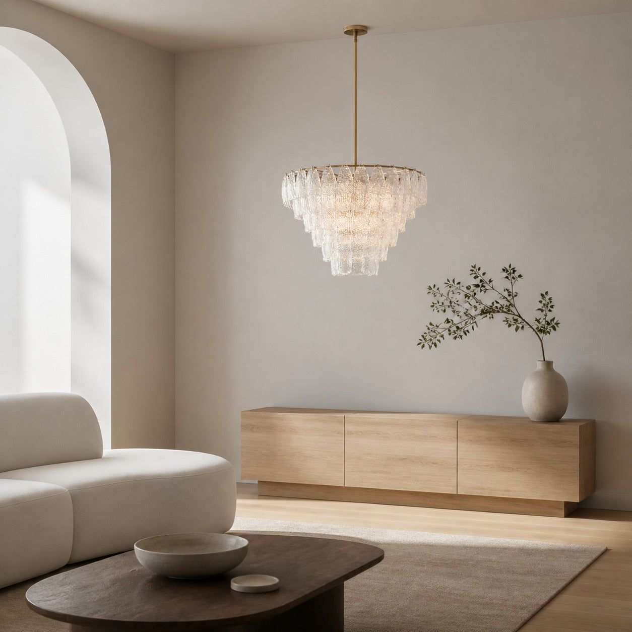 Lumvey Glass Round Chandelier - Elegant Pendant Light for Dining Room and Living Room