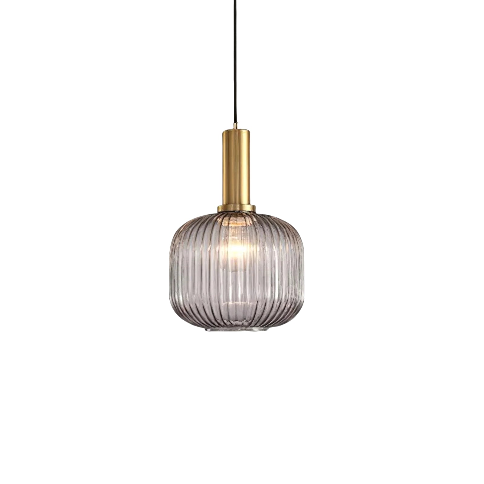 Ribbed Stained Glass Pendant Lamp – Retro Lantern Shape Hanging Light