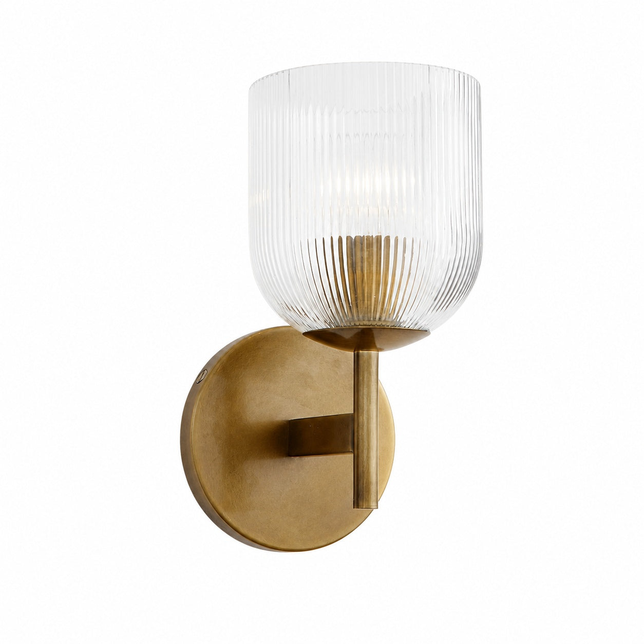 Bravira Ribbed Glass Sconce - Metal Wall Light with Clear Glass Shade