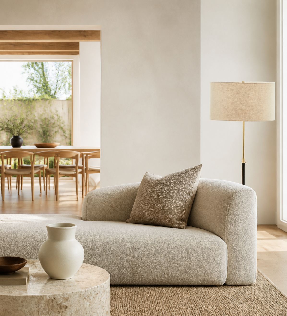 Mavora Adjustable Floor Lamp - Modern Telescoping Light with Linen Shade for Reading