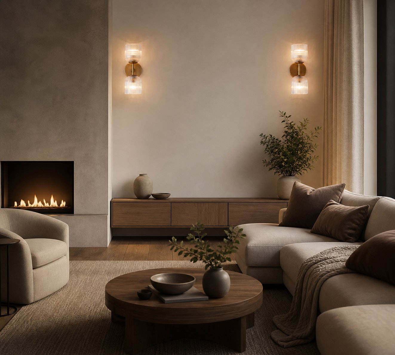 Bravira Ribbed Glass Sconce - Metal Wall Light with Clear Glass Shade