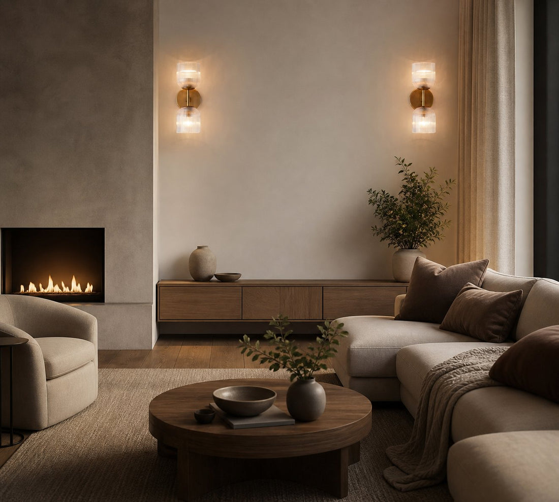 Bravira Ribbed Glass Sconce - Metal Wall Light with Clear Glass Shade
