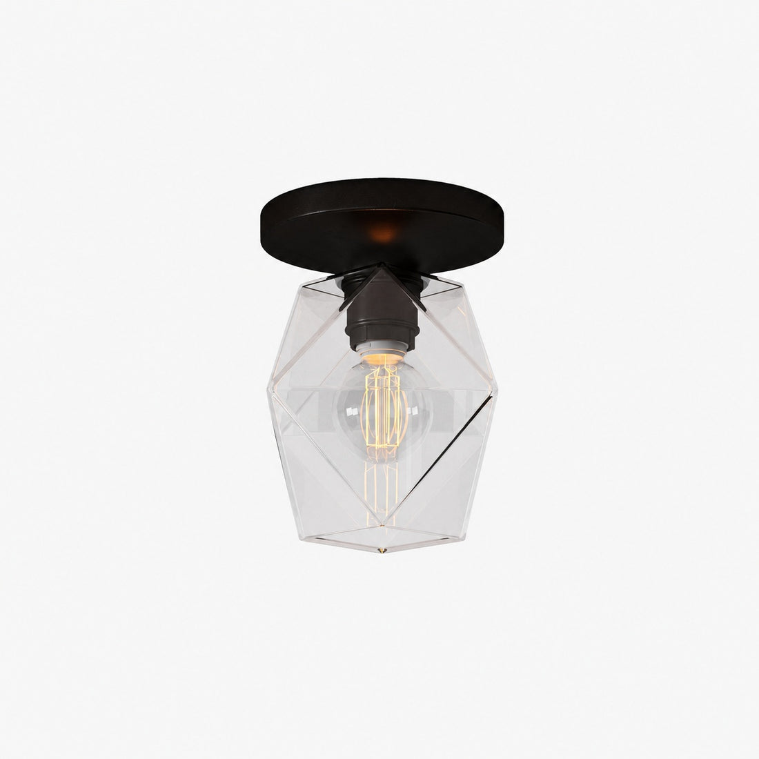 Talvior Sculptural Flush Mount Ceiling Light – Faceted Glass for Modern Interiors