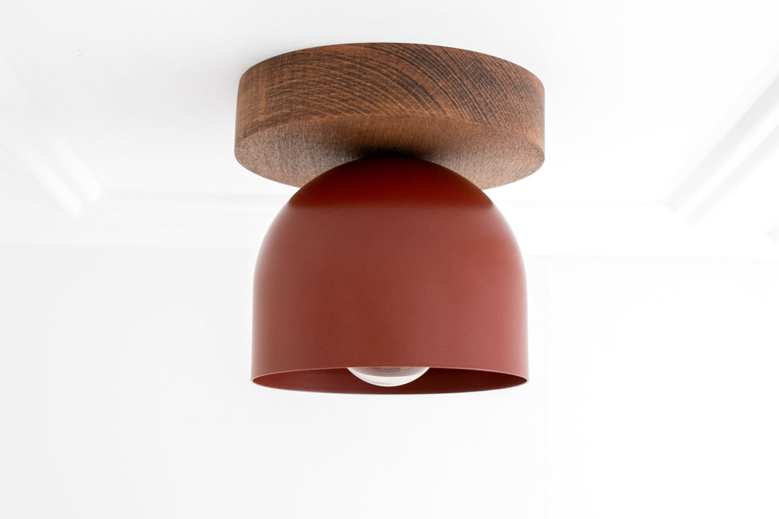 Metio Dome Modern Rustic Ceiling Light - Wooden and Metal Fusion