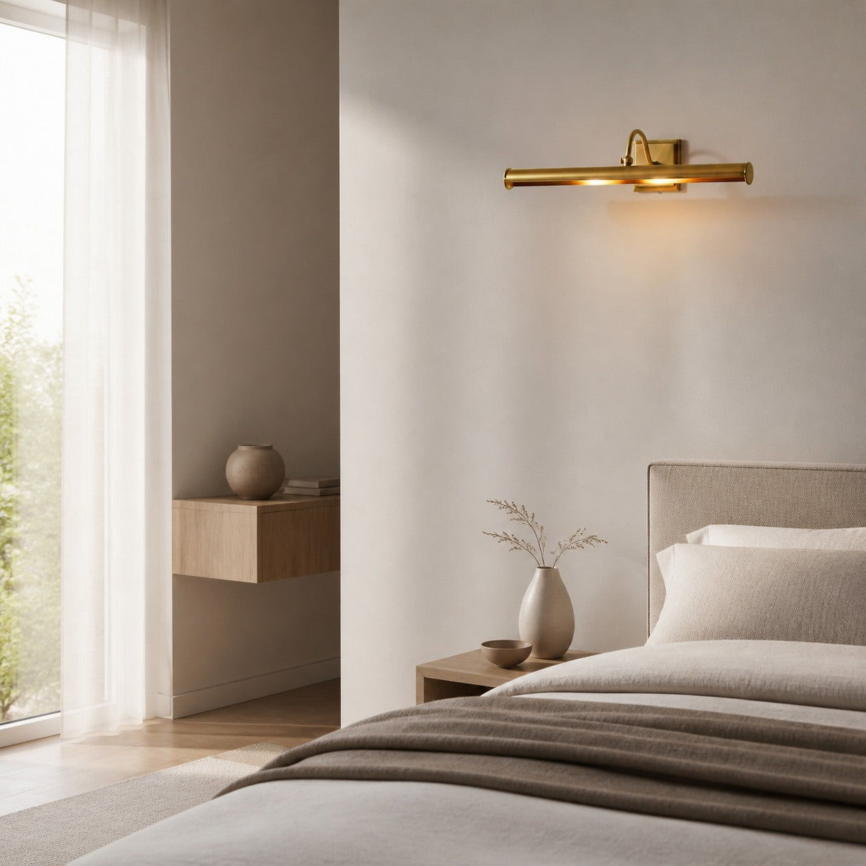 Serena Slim Hood Sconce - Transitional Style Art Lighting For Living Room