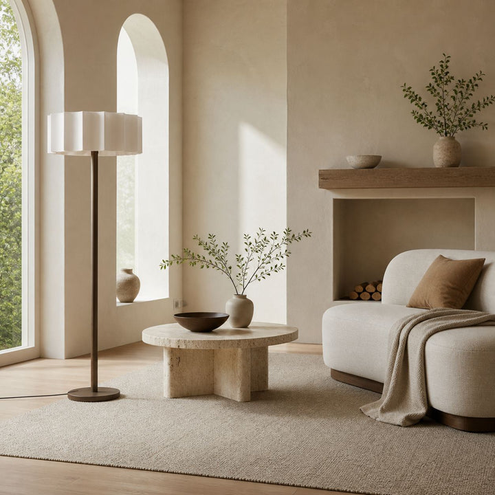 Cavilon Modern Floor Lamp - Slim Profile and Soft Shade Contemporary Metal Lighting for Bedroom