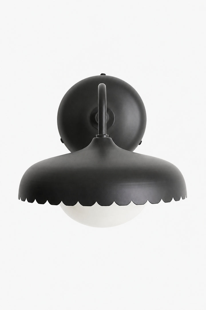 Rayla Outdoor Wall Sconce Light – Scallop Edge Modern Metal Design for Porch