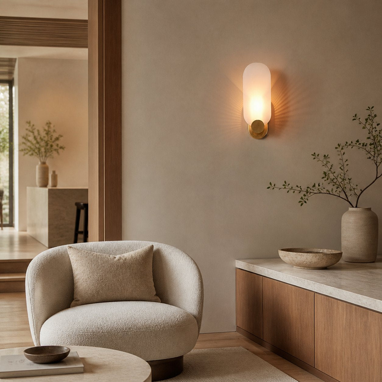 Albi Decorative Wall Sconce Ambient Diffused Glow - Artful Carved Aesthetic Dining Room Corridor