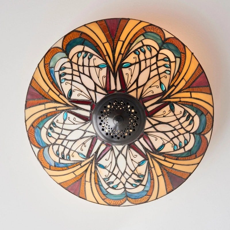 TF Hector Ceiling Light – Handcrafted Stained Glass Design Semi‑Flush or Pendant Fixture for Home