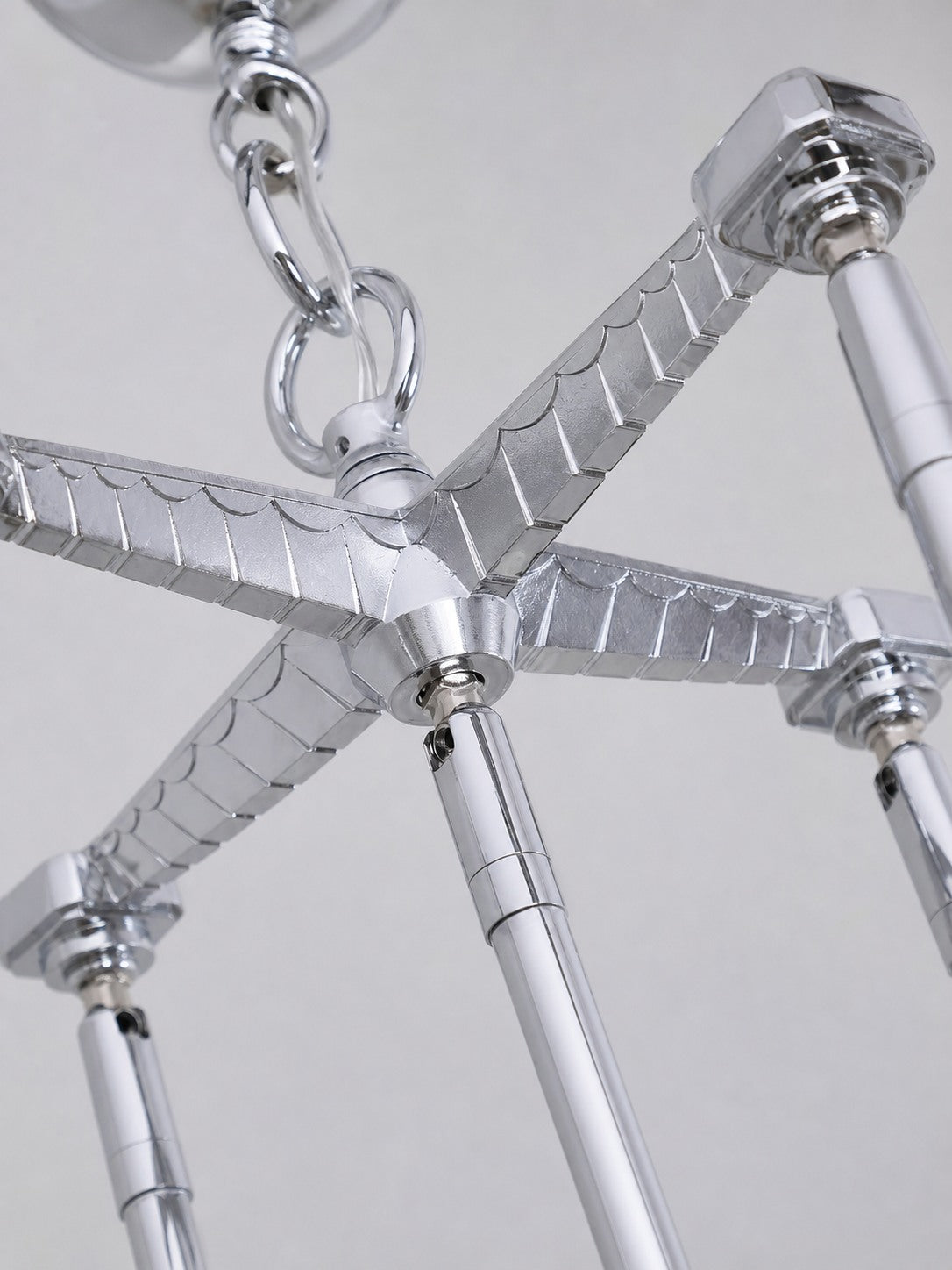 Art Deco Astris Star Chandelier – Frosted Glass Deco Fixture for Dining Room